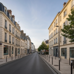 Vue aérienne de Sceaux avec des maisons et des immeubles, illustrant une estimation immobilière